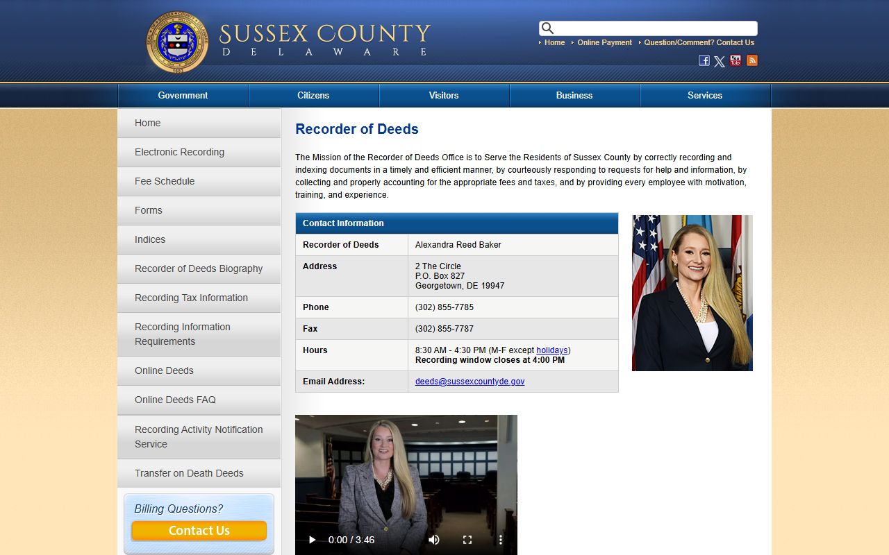 Sussex County Recorder of Deeds for divorce records and property transfers